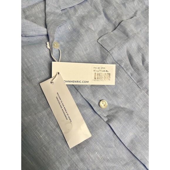 John Henric Sweden Mens Button Down Shirt Size XL Blue 100% Linen Casual NWT - Picture 6 of 11
